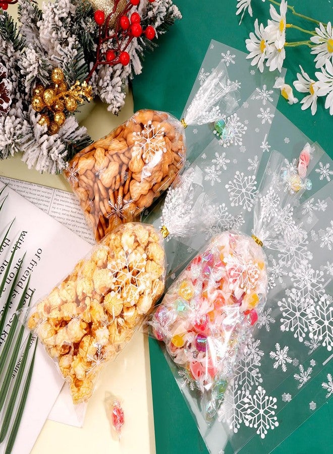 Sociaooil Christmas Cellophane Gift Bags, Christmas Treat Bags, 50 Pcs Clear Snowflake Cookie Candy Snack Cellophane Goodie Bags with Twist Ties for Xmas Winter Holiday Party Favor Bags Goody Supplies - Image 4